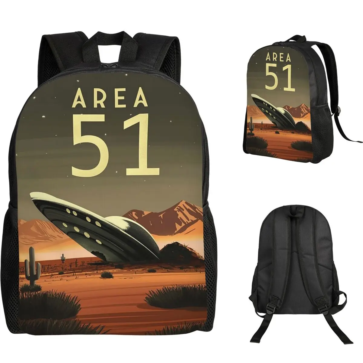 Roswell, New Mexico Desert Area 51 Poster Student Backpack School Bag Hiking Travel Daypack for Men Women Bookbag Shoulder Bags