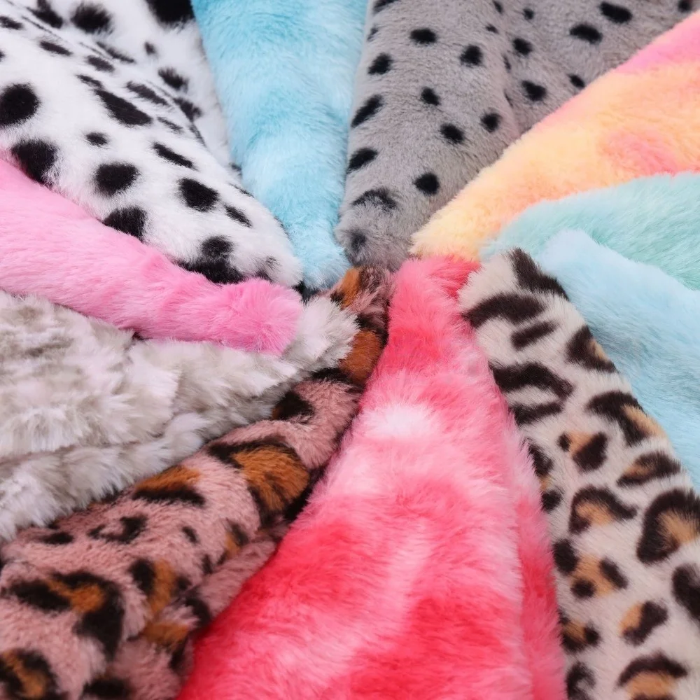 1/2/3 Yard Tie-Dye Jacquard Faux Fur Plush Sewing Fabric Soft Fluffy DIY Doll Scarf Coat Pillow Pet Bed Sew Material Home Decor - view 3