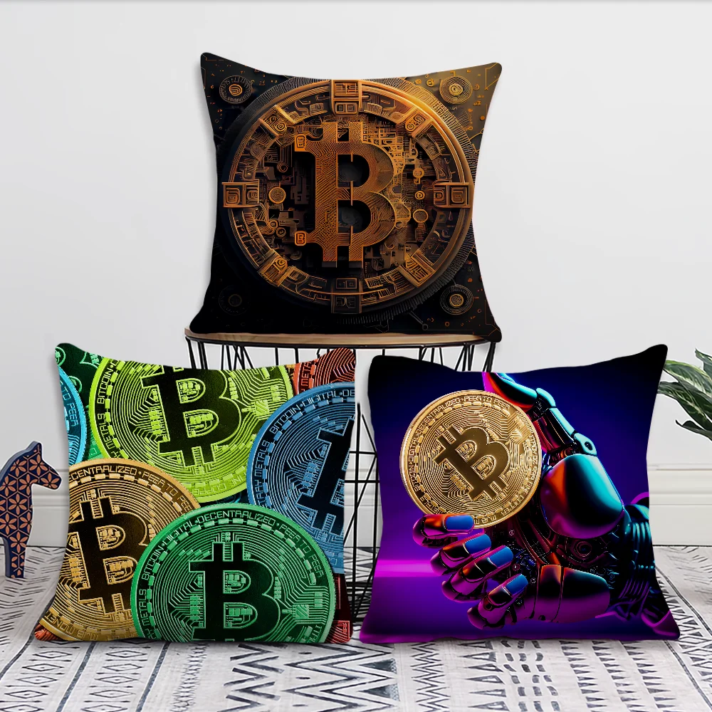 Bitcoin Crypto Cryptocurrency Btc Pillow Case Sofa Living Room Bedroom Headboard Backrest Cushion Square Cushion Nap Time