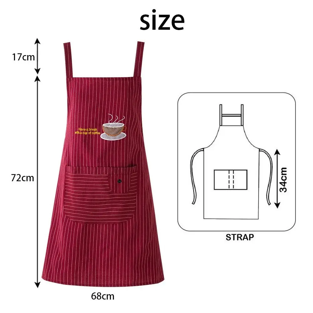 Fashionable Simple Stripe Cotton Sleeveless Kitchen Watching Cooking Anti oil Women Overall Apron