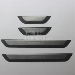 Car Styling Stainless Steel Door Sill Scuff Plate Guard Sills Protector Trim For Mazda 3 Mazda3 2019-2024