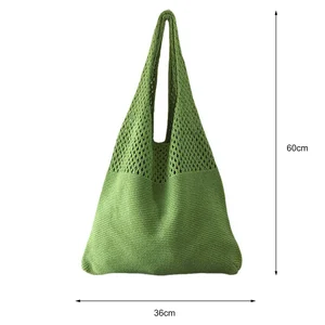 Omuzdan askili çanta çok yönlü düz renkli tığ işi tote çanta, içi boş, tote çanta, alışveriş Moderna, çanta hobo estetiğinde dokumanın şık ve dikkatsiz olması Cebinizi tığlamak için en iyi 10 satış-no. 1