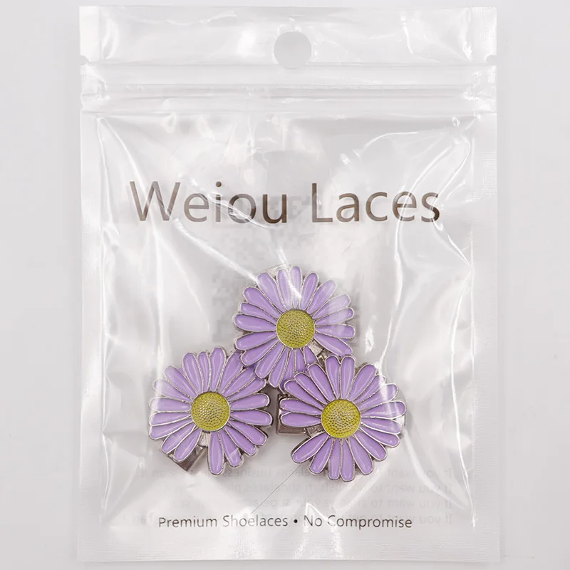 Weiou Lace Lazier Tips 28MM Flat String Flower Ends Pretty Sneaker Metal Aglets Easy Buckles Multiwarna Choose Screw Fixation