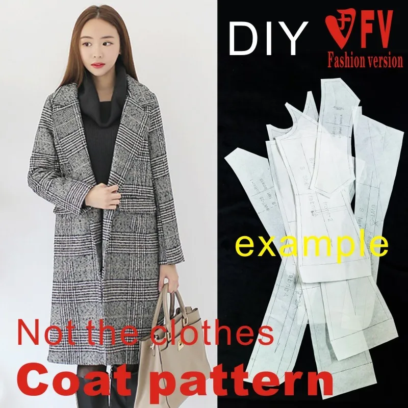 Brand pattern women's lapel mid-length coat coat garment pattern 1:1 sewing pattern BFY-140