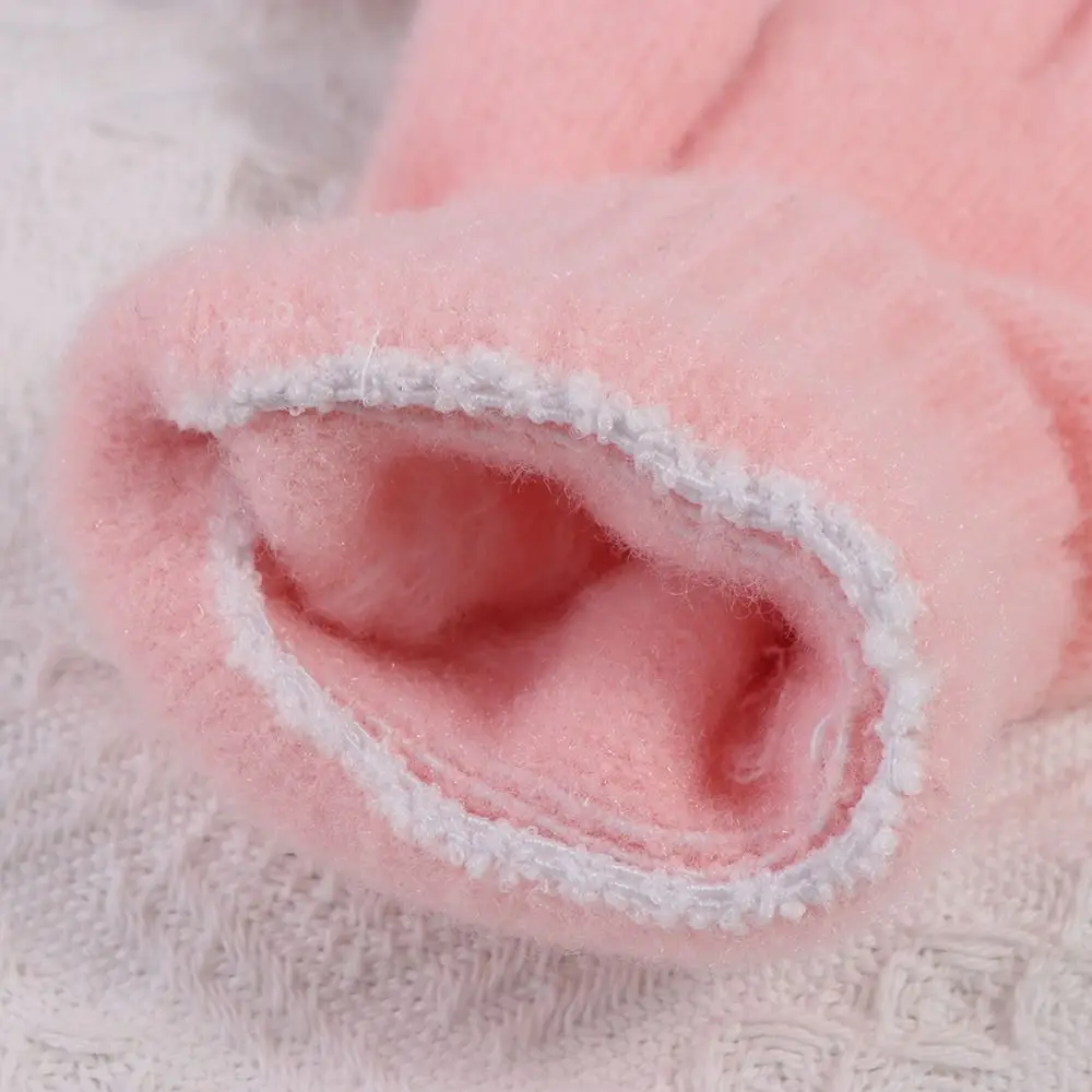 Warm Plush Knitted Gloves Soft Windproof Panda Fluffy Mittens Stretch Wool Cute Velvet Gloves Outdoor