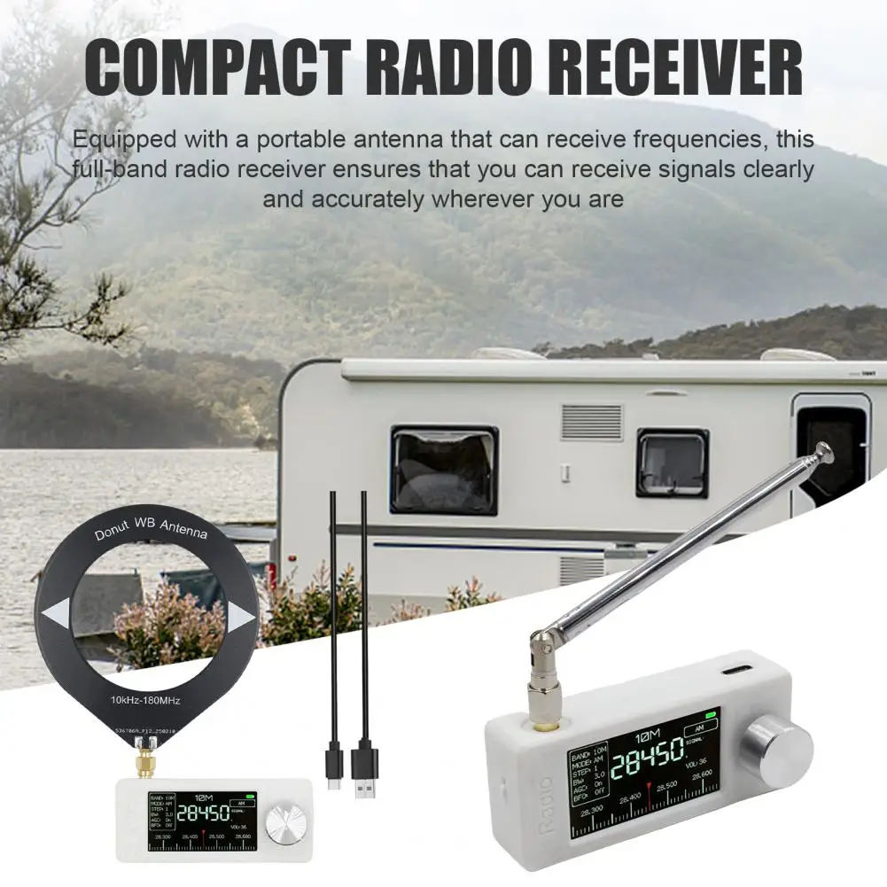 

0.5-108 MHz Portable Mini Radio 8cm With 1.9-inch IPS Screen LSB/USB/AM/FM Pocket Mini Radio All Band Radio Receiver Antenna