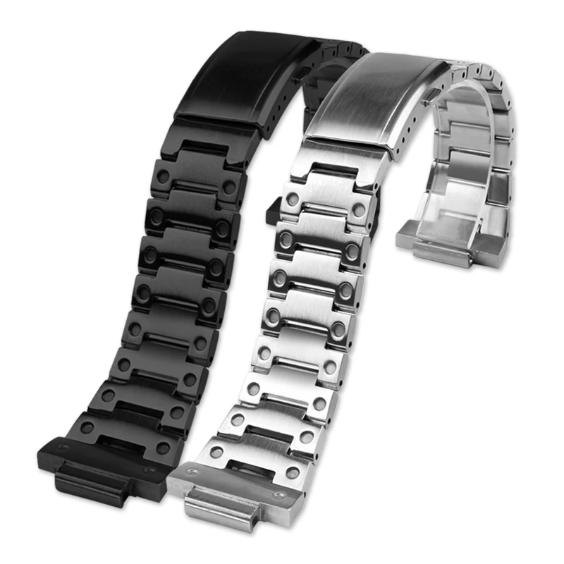 16mm Stainless Steel Solid Turtle Buckle Strap for G-Shock Casio GM-110 GA-110GB Series Small Steel Gun Metal Watchband