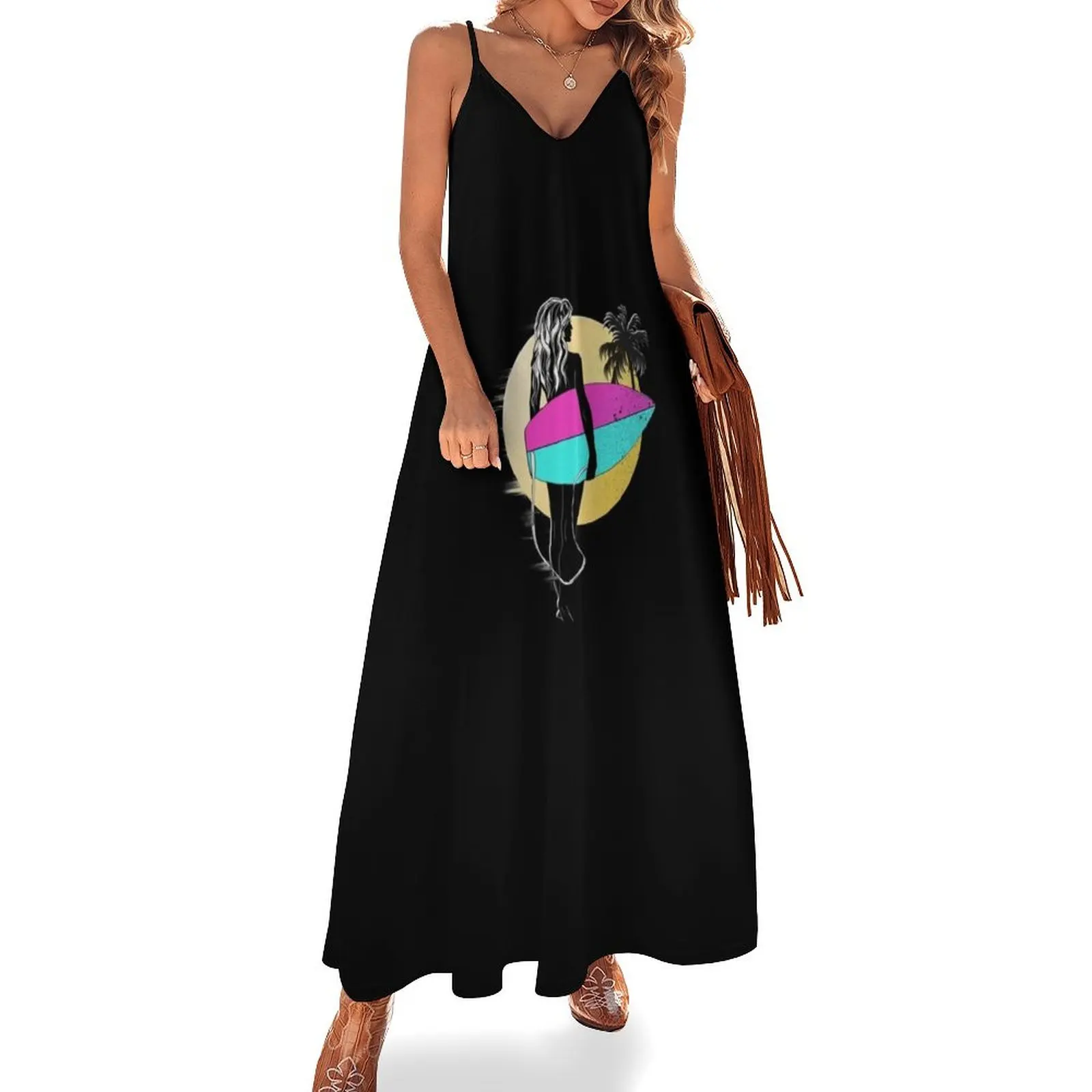 Surfing girl,surf,surfer T-shirt. Sleeveless Dress women's fashion dresses elegant women's dresses sale summer dresses