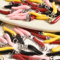 6Pcs/Pack 6X20mm No Fade Colorful Lucky Horn Chili Italian Cornicello Pendant Funny Vegetable Hot Pepper Breloques Jewelry Bulk