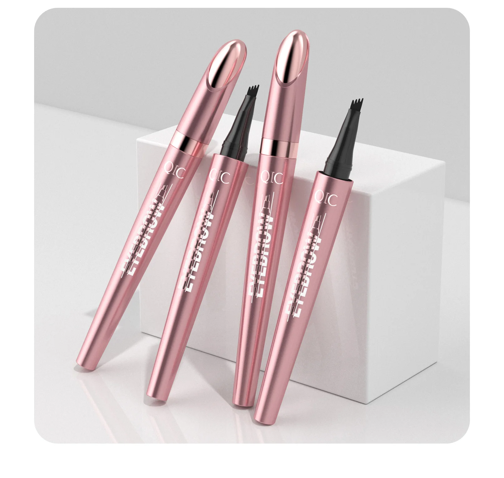 Vier-Klauen-Flüssig-Augenbrauenstift, wasserfest, schweißfest, langanhaltend, 3D Wild Brow Microblading Make-up für Anfänger – Detail 14