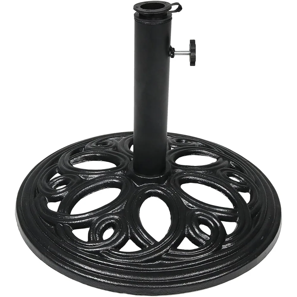 

24lb Cast Iron Patio Umbrella Base - Heavy-Duty Round Metal Outdoor Market Umbrella Stand, Customized