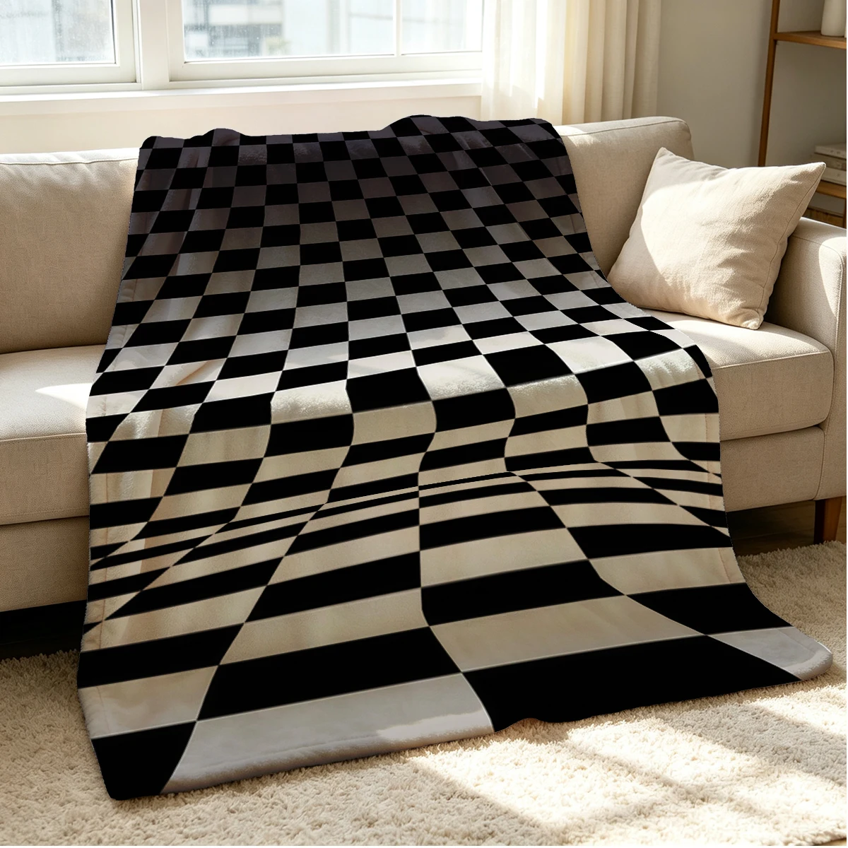 Depth Check Flannel Blanket Warm Soft Halloween Christmas Couch Warm Cozy Decorative Decor Gift for All Season
