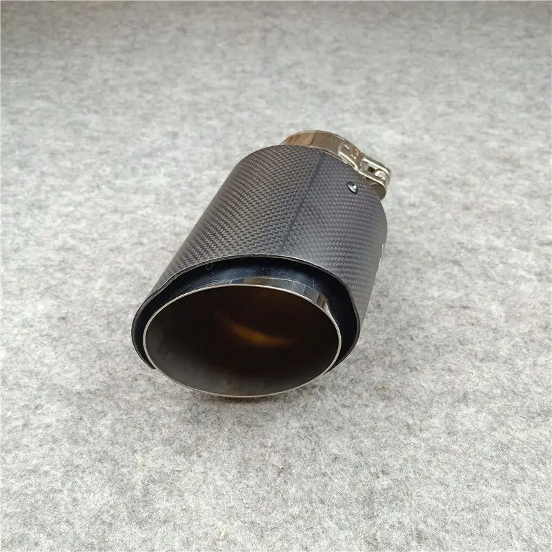 Silver Stainless Steel Muffler Tip Outlet 130MM Matte Carbon Fiber Rear Nozzles Universal Tailpipe Exhaust Pipe