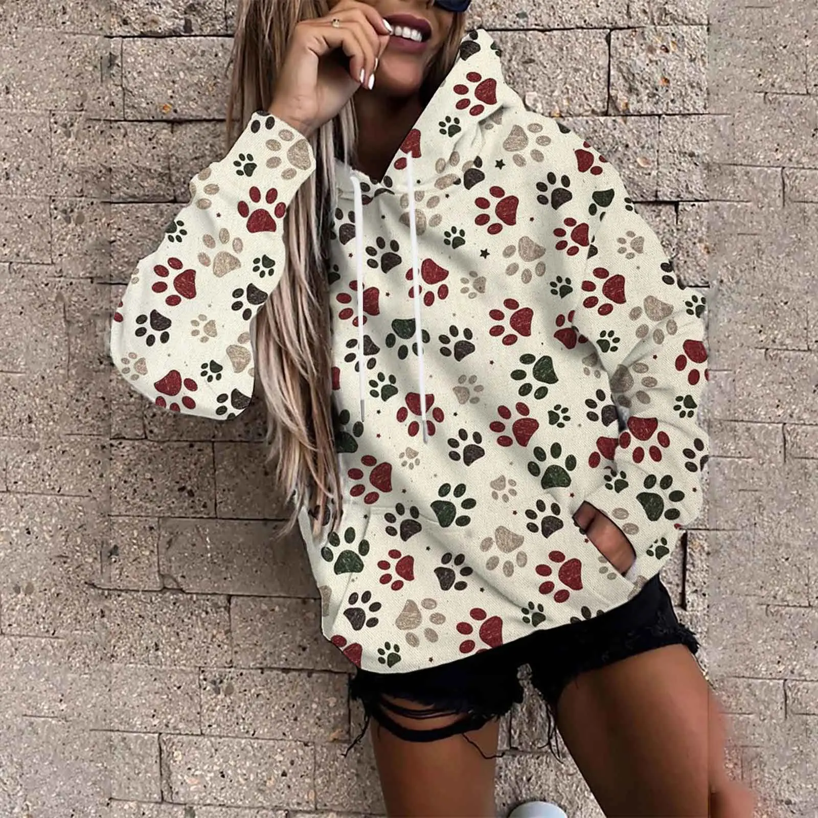 動物猫花 3D プリントパーカー女性のパーカーストリート特大プルオーバー Y2K フード付きスウェットトップス女性コート服