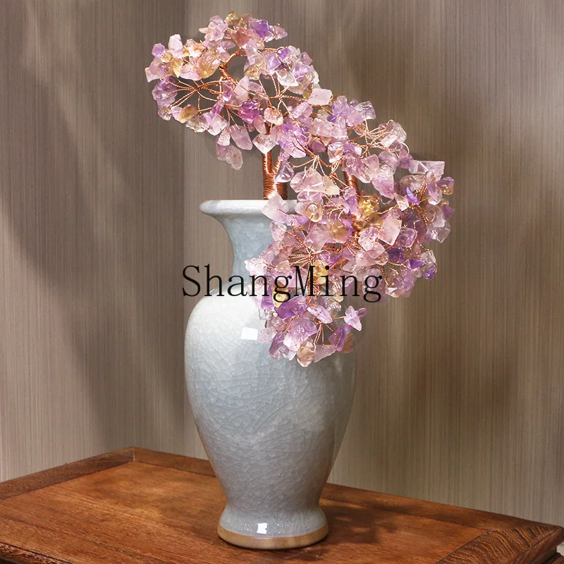 

ZYY ceramic lucky tree living room ornament home crystal decorative flower high-end Chinese decoration