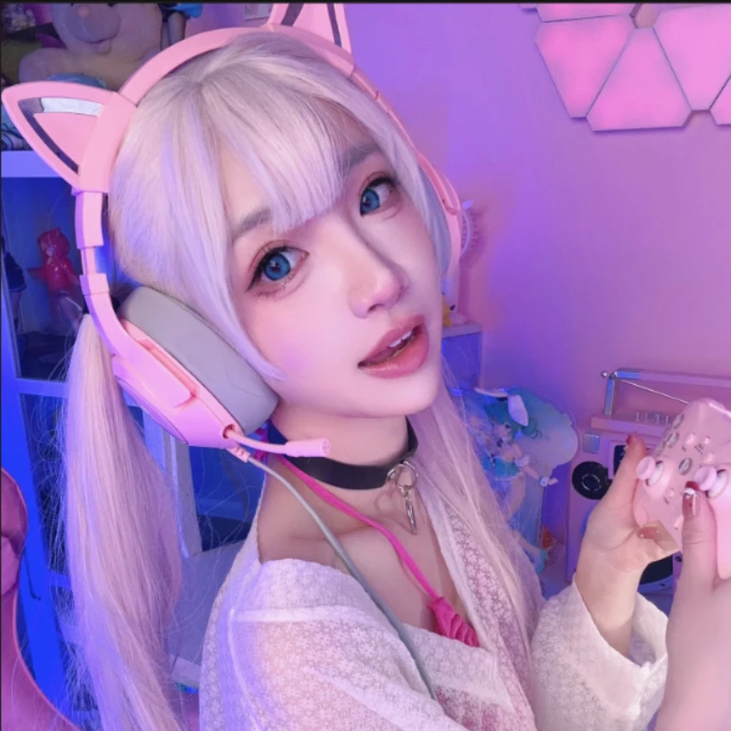 

ONIKUMA X15PRO Gaming Headphones Pink Removable Cat Ears Wired Headset Gamer with RGB Light Noise Cancel Mic Stereo Earphone