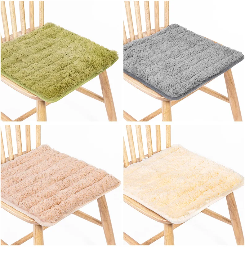 

Plush Chair Seat Cushion With Tie Non Slip Chair Pad Square Flannel Fart Pad Soft Thin Pillow For Home Decor Garden Party Dining