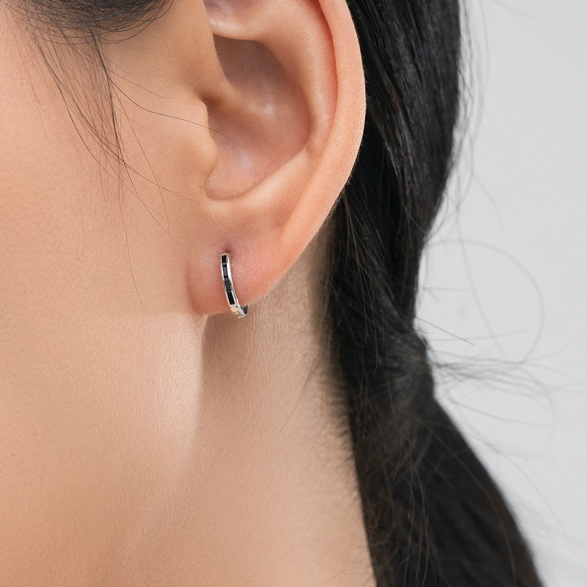 MODIAN 925 Sterling Silver Rainbow Colorful Ear Buckles Emerald Cut Zircon Stackable Hoop Earrings For Women Party Fine Jewelry