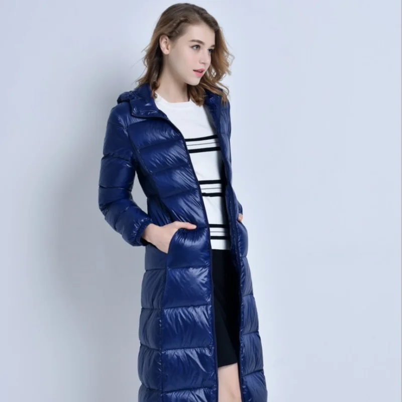 Autumn Winter X Long Down Coats Women Casual Warm White Duck Down Solid New Hooded Puffer Padded Jackets for Women Snow Coats