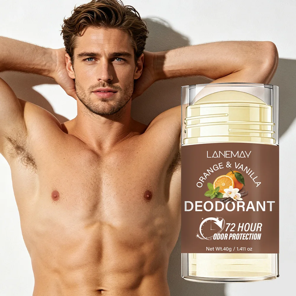 

Aluminum-Free Deodorant Orange & Vanilla, 40g, 72 Hour Odor Protection, Water-Based, Low Residue, Gentle Whole Body Freshness