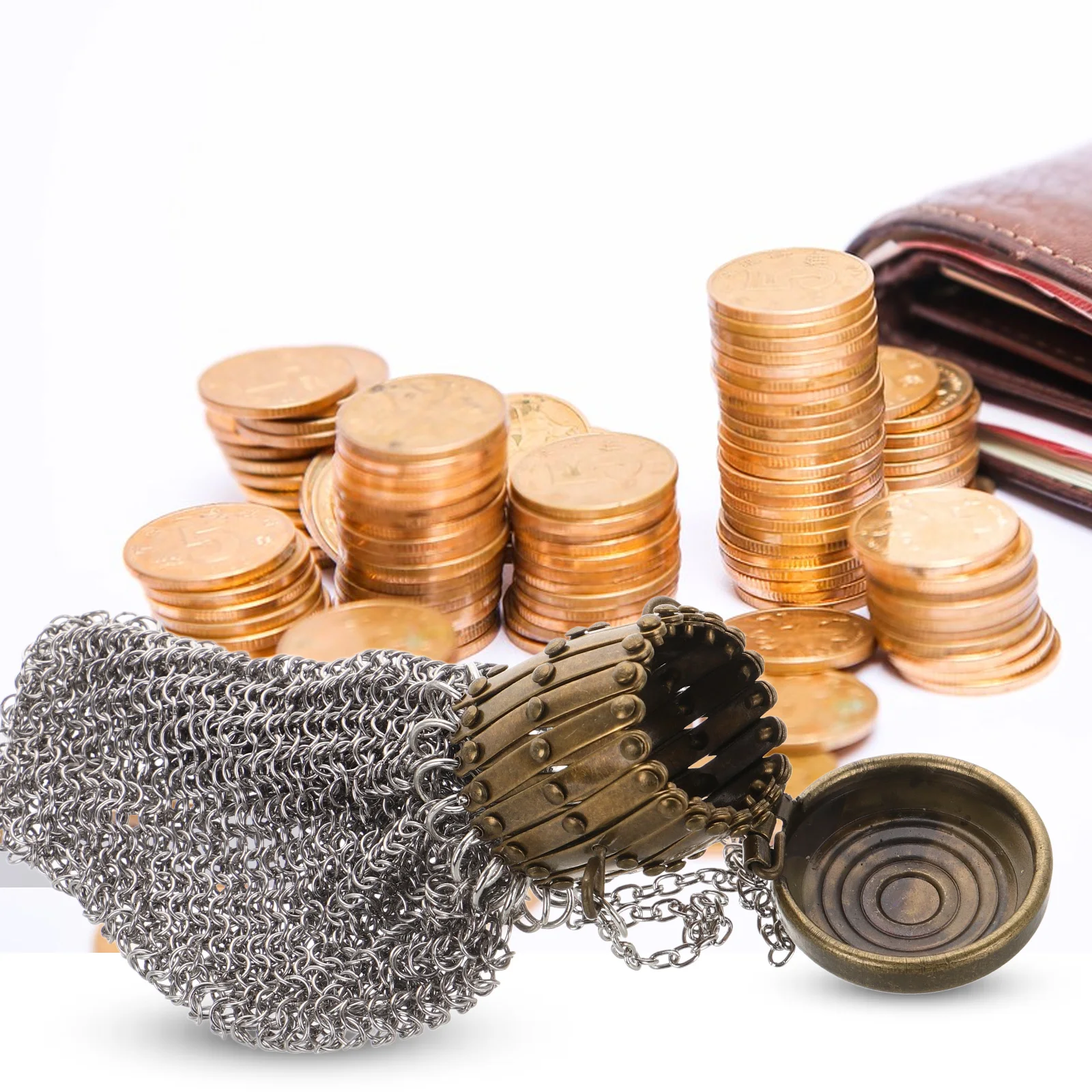 Handmade 1920S English Coin Purse Vintage Metal Mesh Design Unique Small Portable Hanging Purse for Women Travel