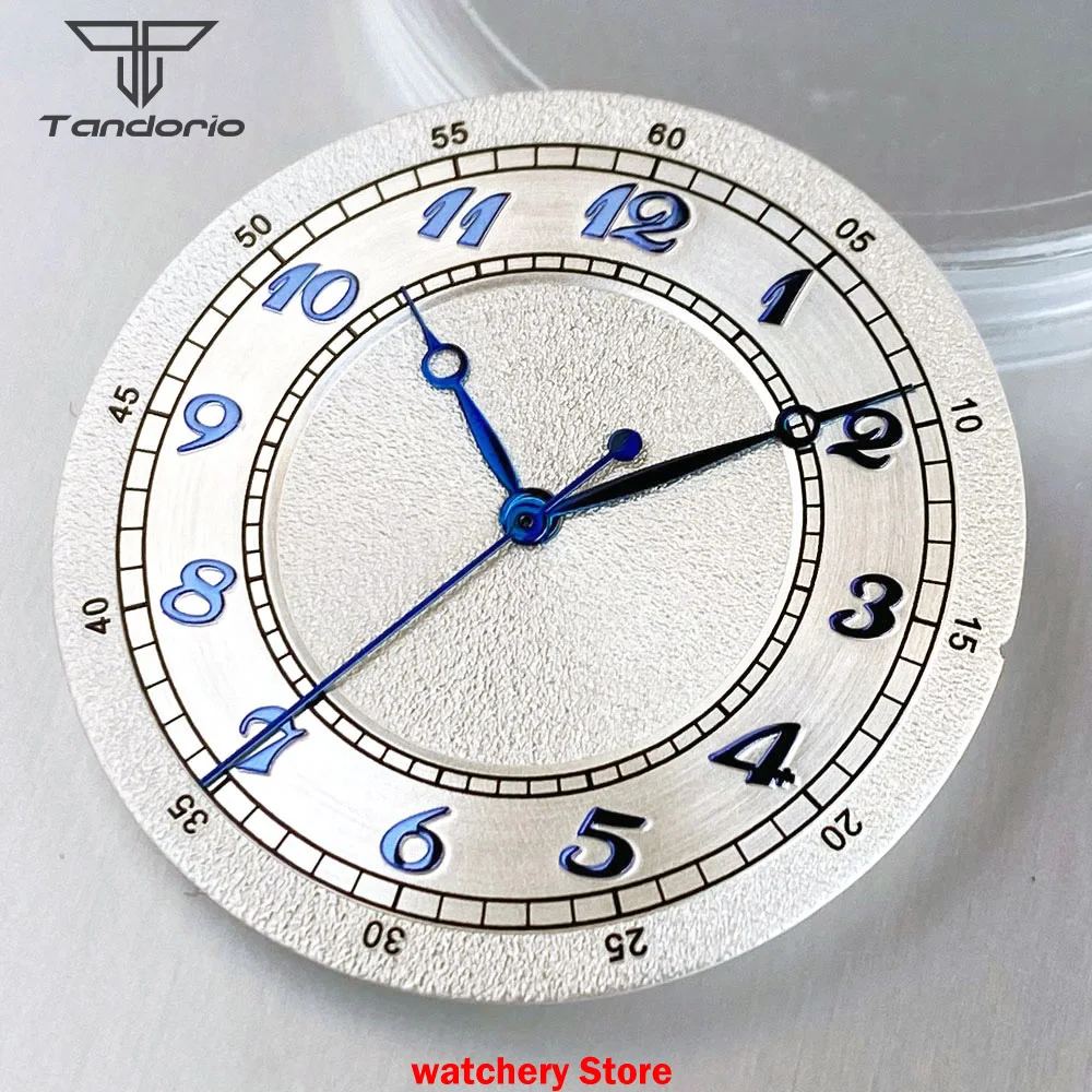 Tandorio 33.5mm Retro White/Pink Matte Arabic Numeral Watch Dial Face Hands Fit NH35 NH36 NH38 ETA2824 PT5000 Movt Vintage