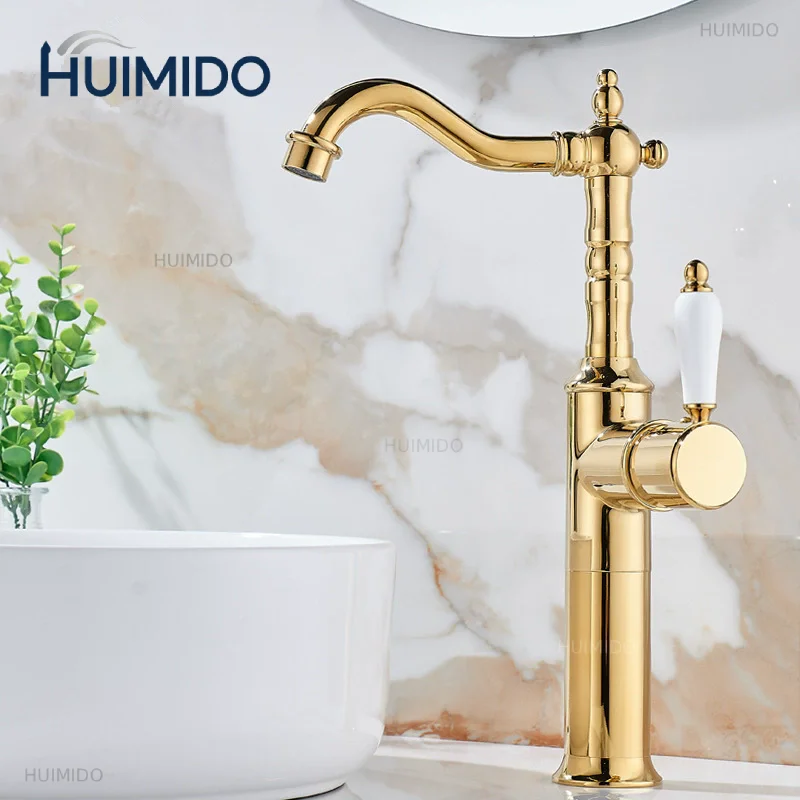 Gold Basin  Antique Bronze Bathroom Mixer Tap Black Wash basin Faucet Hot and Cold Lavotory Water