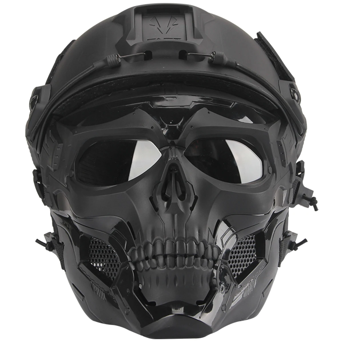 FAST Tactical Helmet Set with Skull Mask & Flashlight Suitable for Hunting Airsoft Paintball CS Games Movie or TV Props, Etc