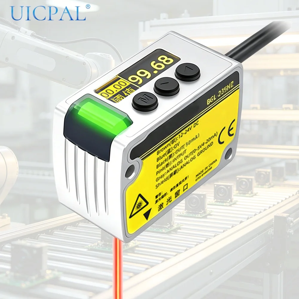Laser Displacement Sensor 0.1mm High Accuracy 35-435mm Wide Range RS485 Analog Switch Output for Thickness Height Level Distance
