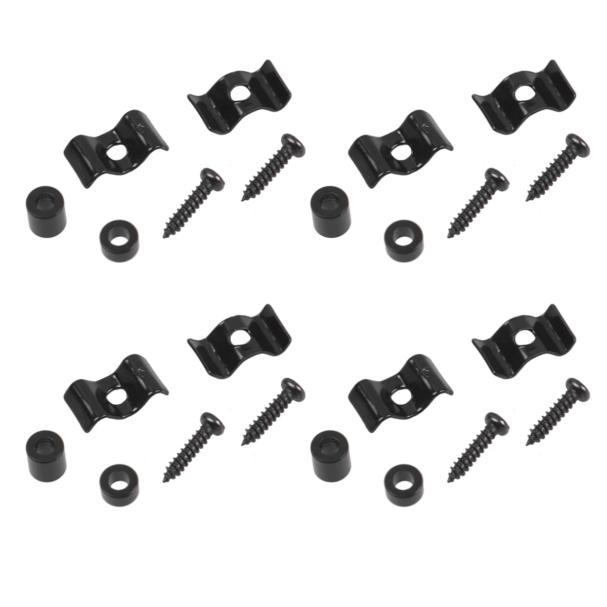 

4 Sets of Electric Guitar Head Press Button Stable String Buckle Lock String Buckle Lead String Device (Black)