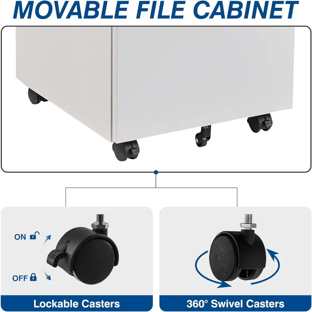 خزانة ملفات عمودية متنقلة مع قفل، وحجم قانوني/حرف، وحدة تخزين مكتبية مجمعة مسبقًا لإدارة المستندات الآمنة