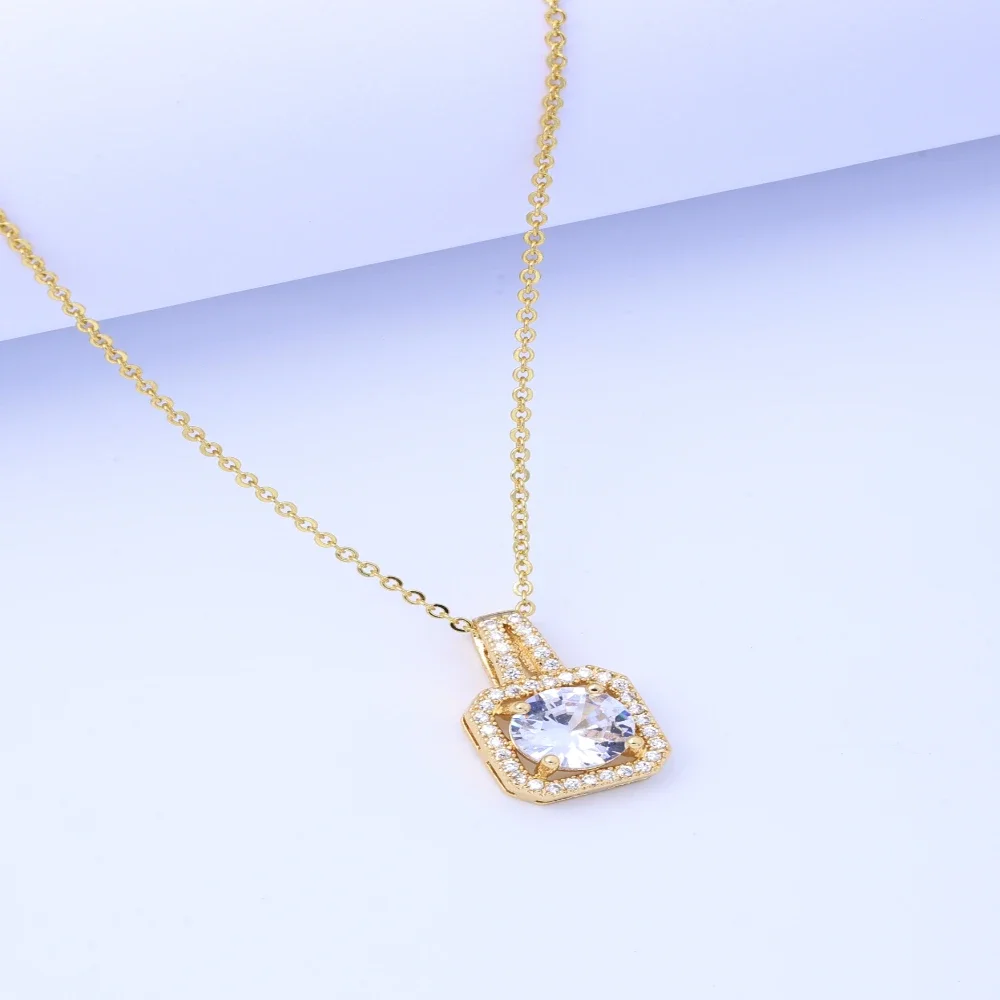 เครื่องประดับสตรีอินเทรนด์ญี่ปุ่นและเกาหลี: สร้อยคอจี้เพทายทรงเรขาคณิตสี่เหลี่ยม, การตกแต่งโซ่กระดูกไหปลาร้าเหล็กไทเทเนียม