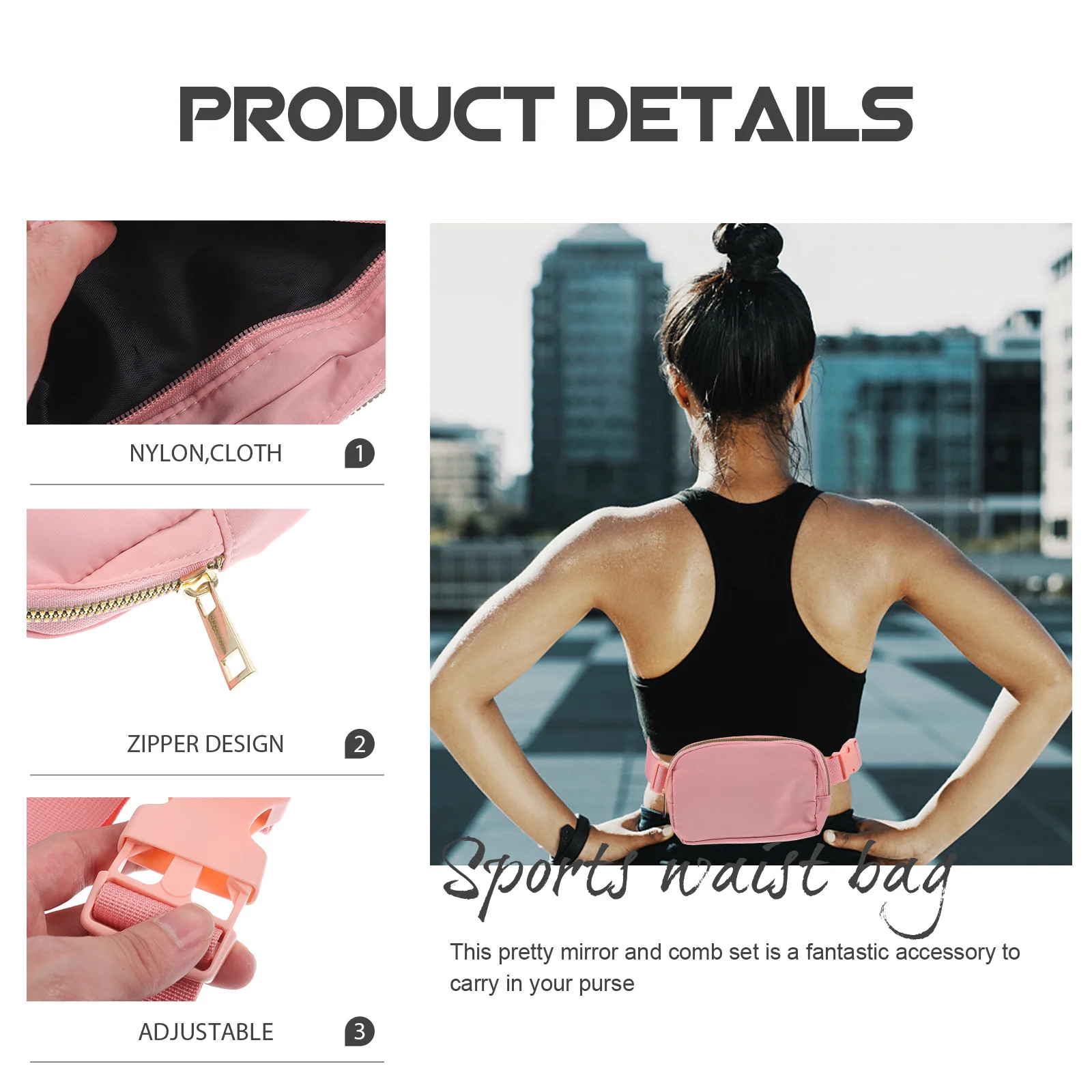 Casual Running Fanny Pack Fitness Waist Bag Ladies Phone Storage Adjustable Sports Pouch Outdoor Use Durable Premium Materials