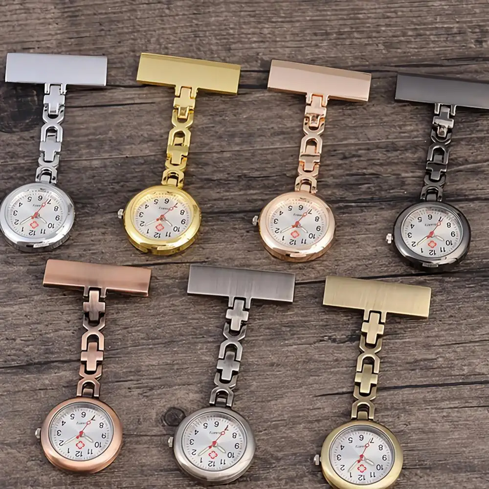 Fashion Nurse Pocket Watches Round Dial Clip On Brooch Pendant Hanging Quartz Doctor Fob Pocket Watch