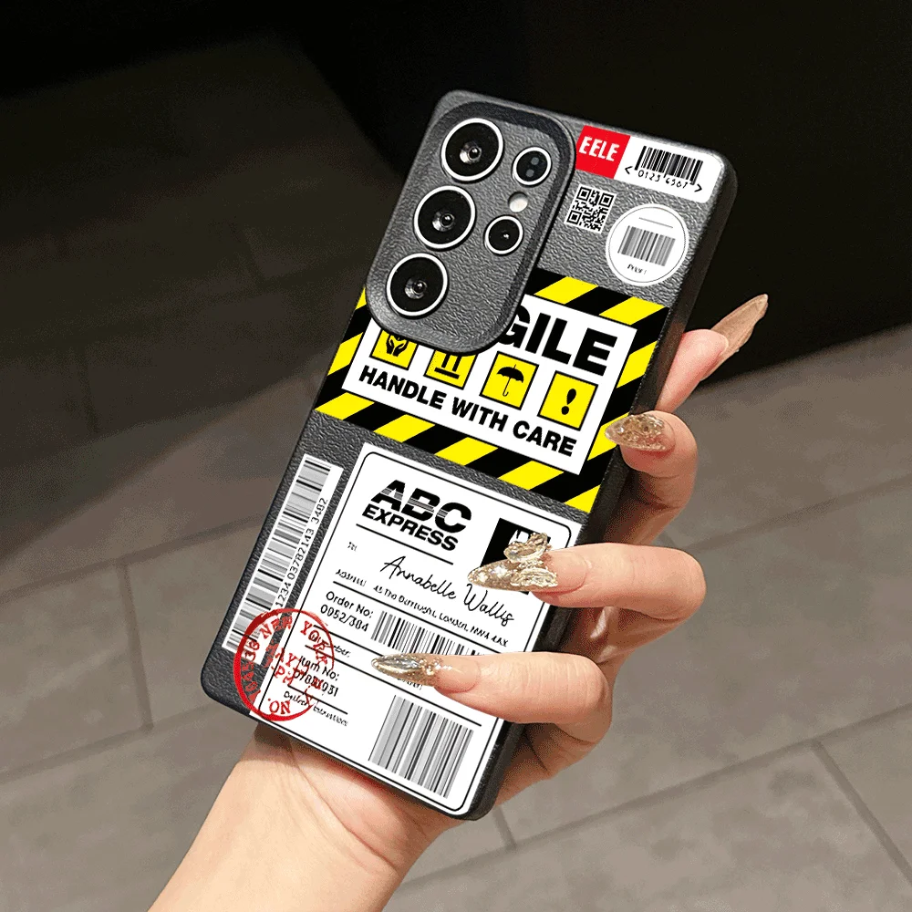 Étiquette d'expédition fragile – Nouvelle coque de téléphone 2026 pour Samsung Galaxy S25 S23 A73 A72 A57 A34 A26 – Coque arrière antichoc ajustée et fine