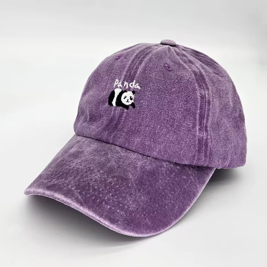 Mini Panda Embroidery Vintage Cotton Baseball Caps Men Women Washed Hat Sports Fishing Dad Summer Autumn Peaked Cap 2