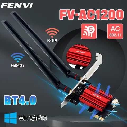 FENVI WiFi 5 PCIE WiFi Adapter AC1200 Wireless Network Card Dual Band 2.4G/5GHz 802.11AC For Bluetooth 4.0 Desktop Windows 10/11
