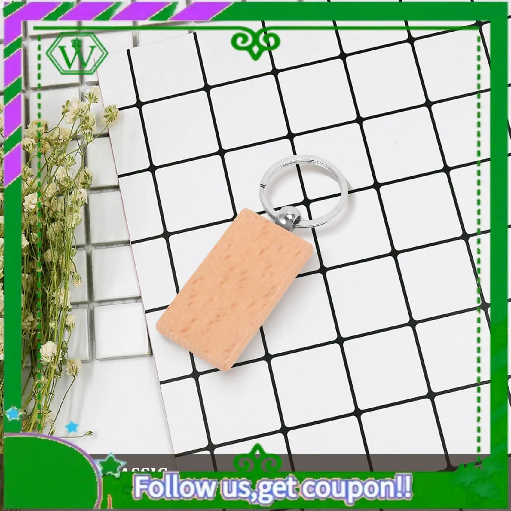 

ABIK-60Pcs Blank Rectangle Wooden Key Chain Diy Wood Keychains Key Tags Can Engrave Diy Gifts