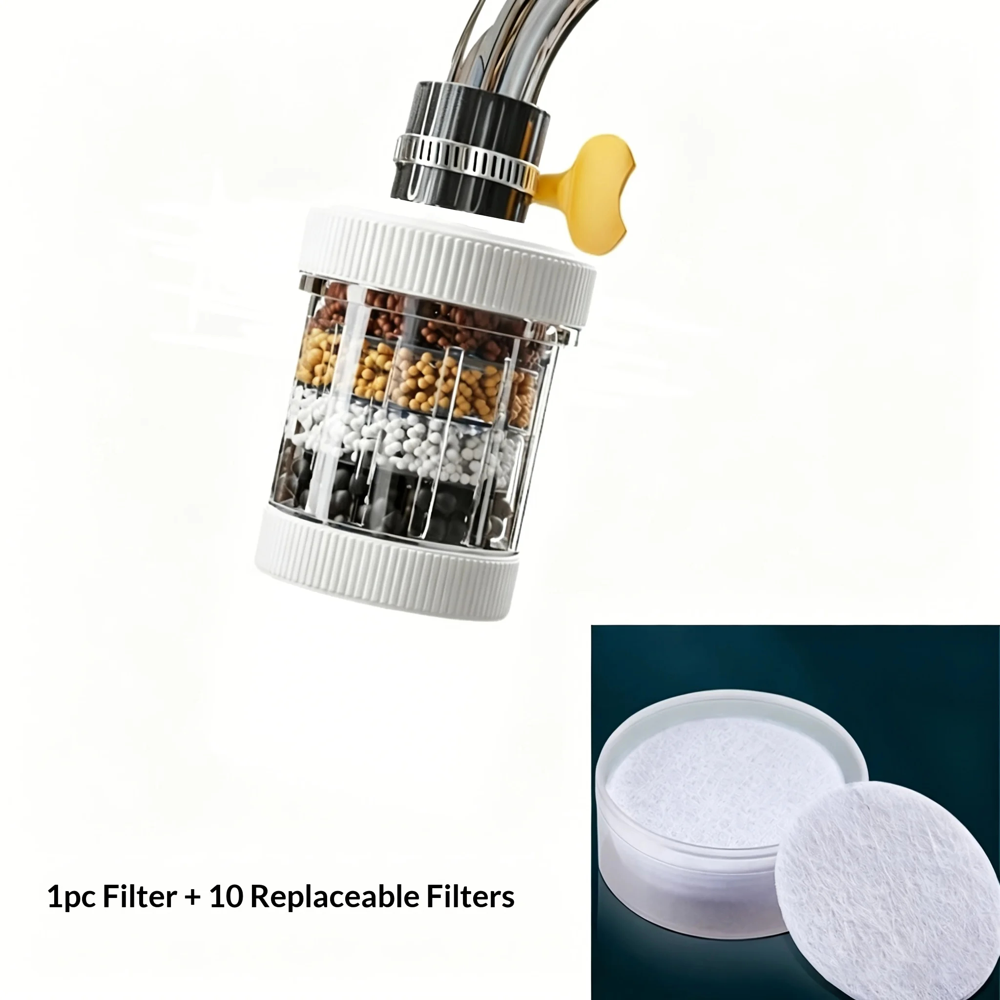 Kitchen faucet water filter set, multi-layer filtering tap water purifier, detachable cleaning water filter nozzle