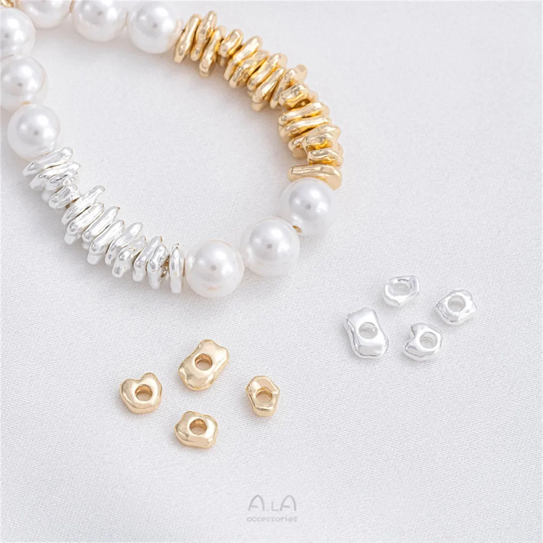 

14K Gold-Color Special-shaped Spacer Broken Gold Broken Silver Handmade DIY String Bracelet Necklace Jewelry Bead Accessories