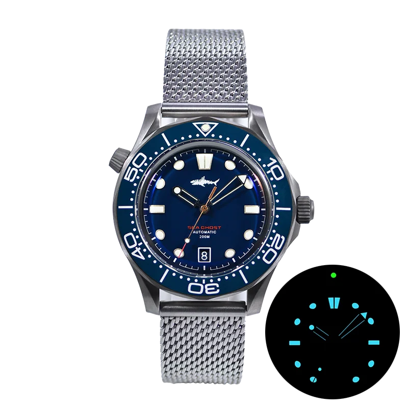 HEIMDALLR Men Automatic Watch Titanium Case Mechanical Wristwatch 200m Waterproof  Luminous Sapphire Ceramic Bezel NH35 Military