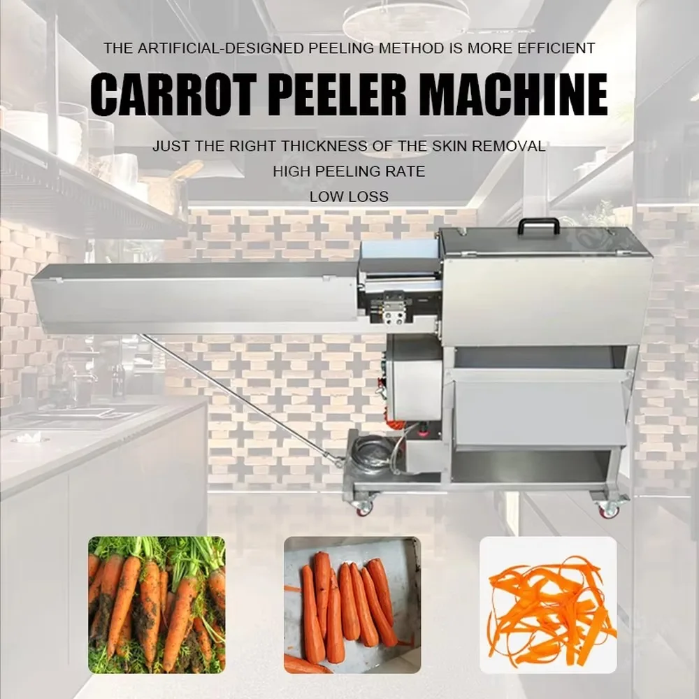 Commercial Electric Carrot Peeling Machine Stainless Steel Radish Peeler Heavy Duty Vegetable Processing Tool for