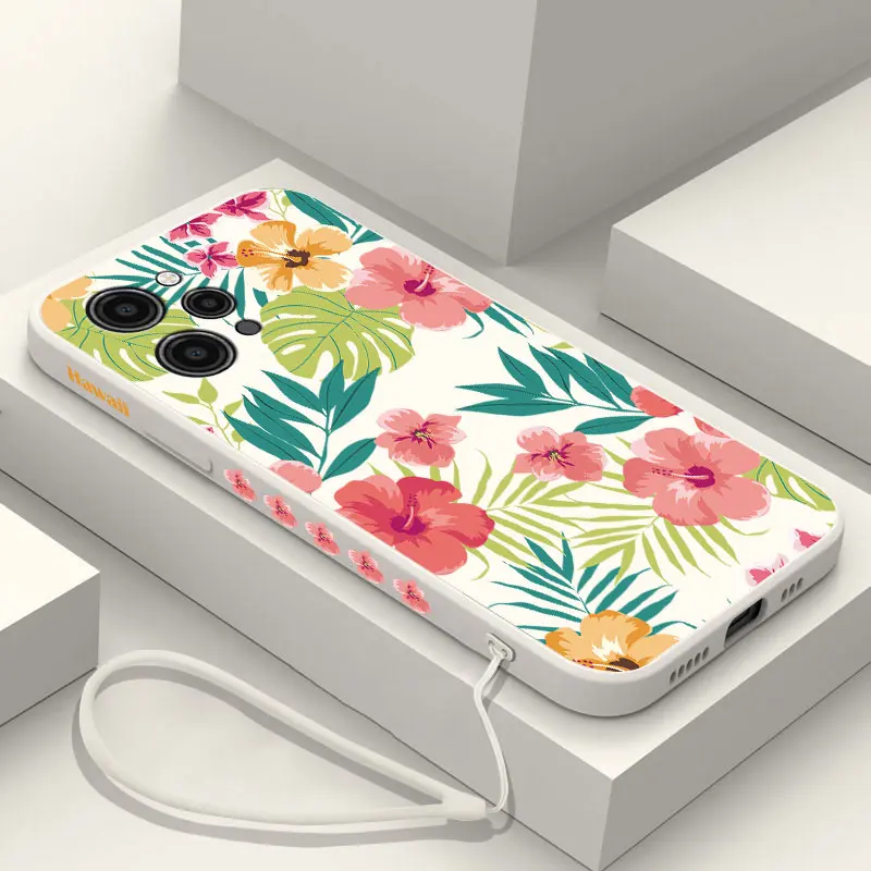 Hawaii Hibiscus Flower Phone Case For Xiaomi Redmi 12C 10 10C 10A 9 9T 9A A1 K20 K30 K40 Pro Plus 4G 5G Liquid Silicone Cover