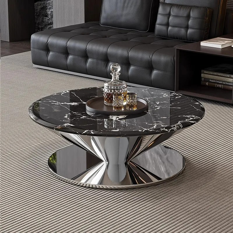 Mesa de centro minimalista italiana redonda designer moderno mesa de centro de metal decoração clara estética mesa auxiliar móveis para casa