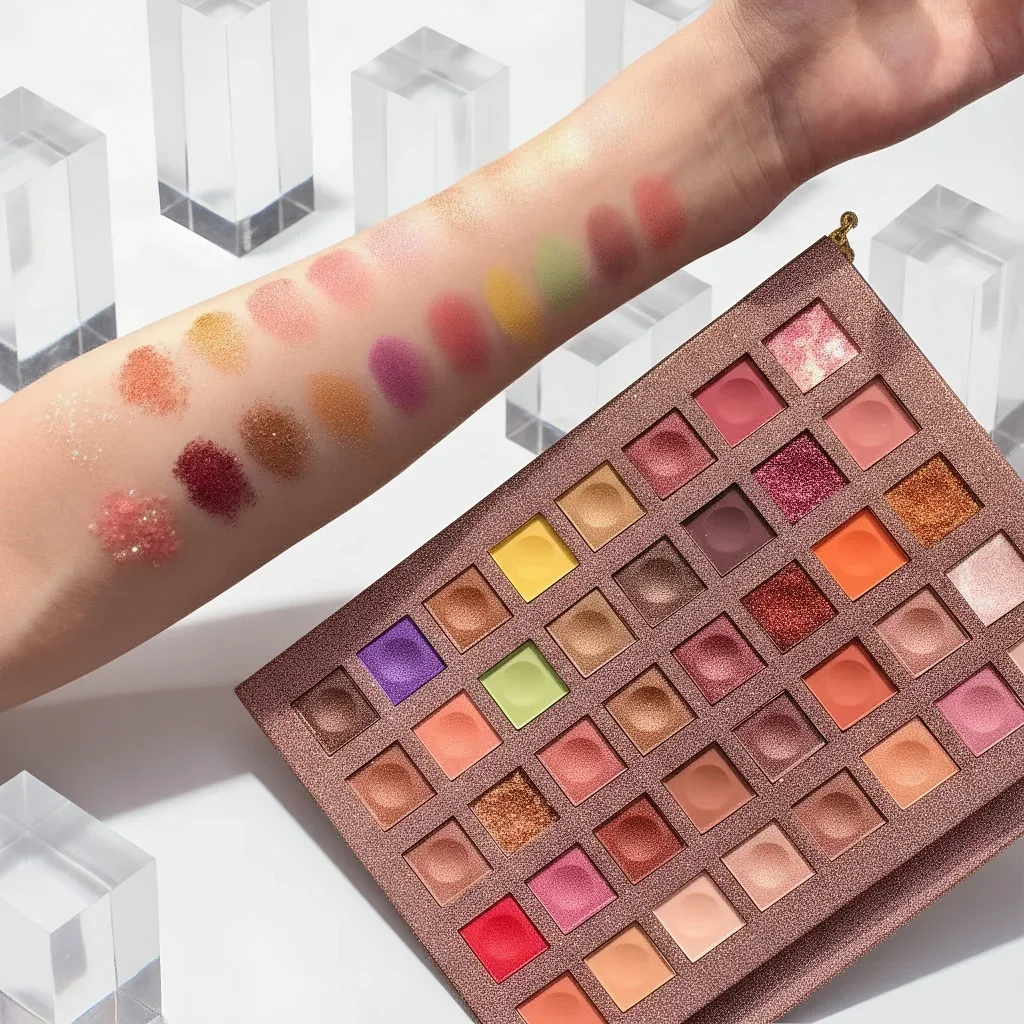 Paleta 40 cieni do powiek - matowe, połyskujące, brokatowe, metaliczne z lusterkiem, idealny prezent urodzinowy