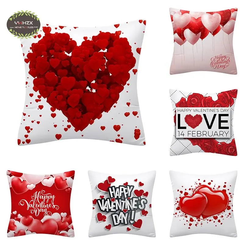 

Valentine Letters Love Print Pillow Cover Decorative Polyester Peachskin Living Room Office Cushion Cover Car Sofa Pillowcases