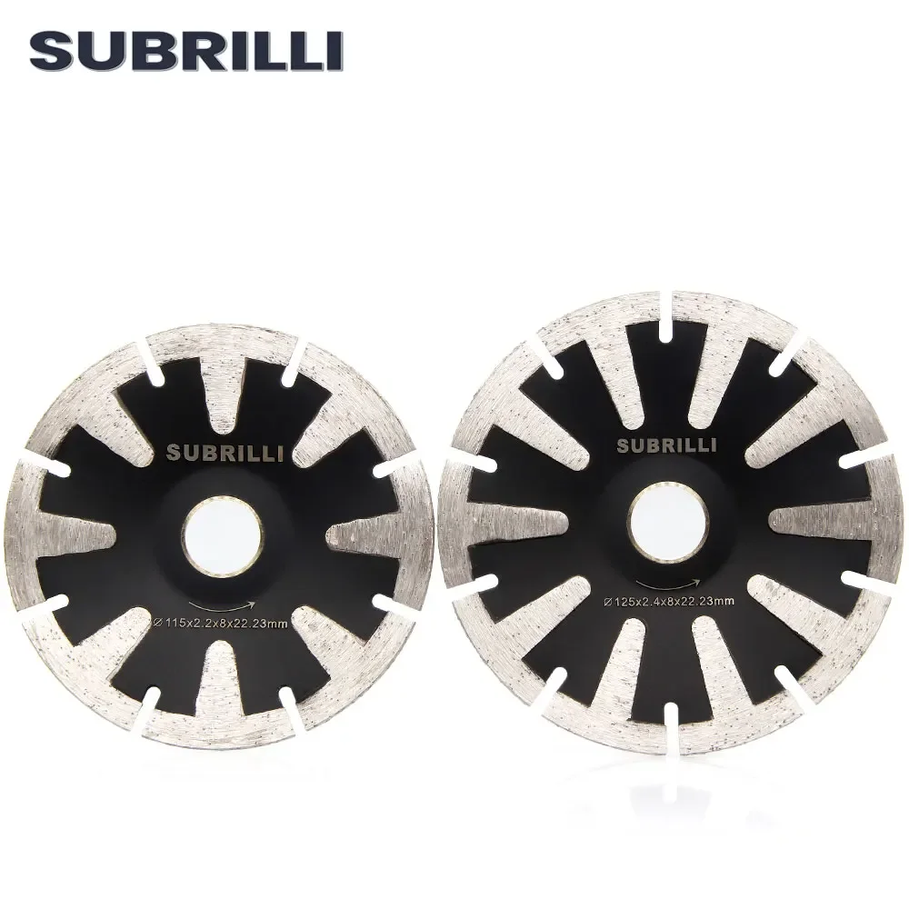 SUBRILLI Pisau Gergaji Cekung Berlian, Gergaji Berlian 115/125/180Mm Diska Pemotong Melengkung Pelek Turbo Pelindung Segmentasi Gigi Cembung Berlian