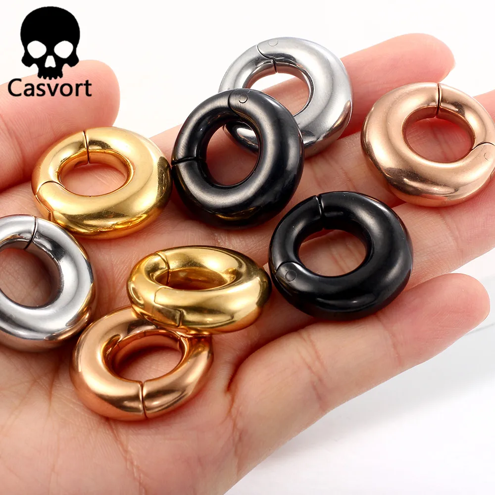 Casvort 10 PCS 316L Stainless Steel round Ear Plugs Tunnels Ear Weights Ear Gauges Piercing Tunnels Body Jewelry