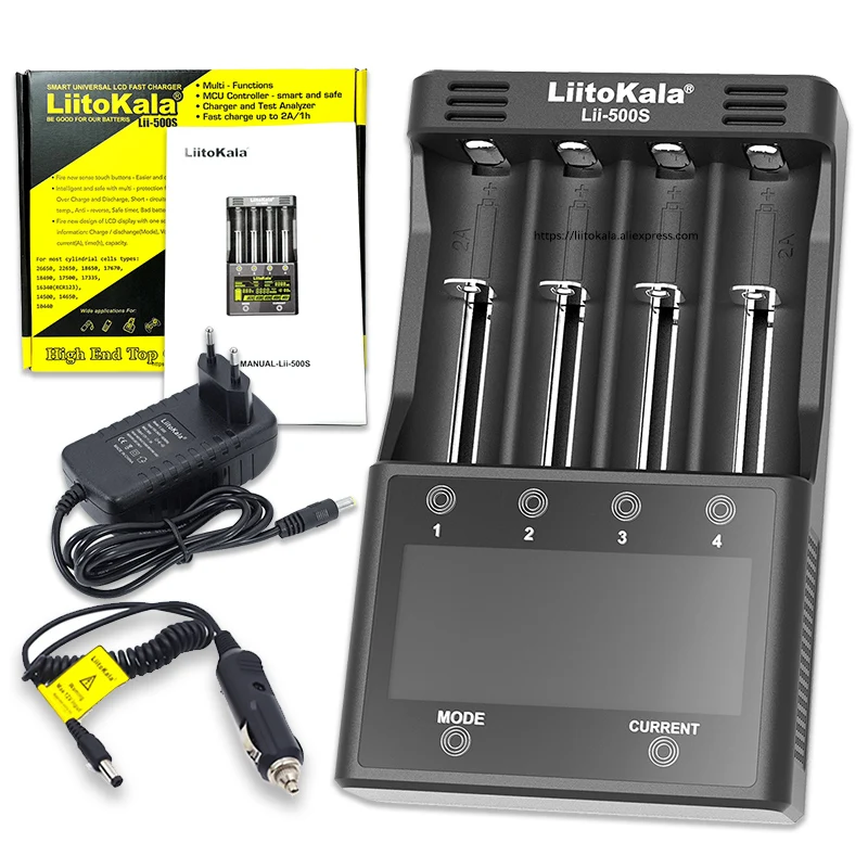 LiitoKala Lii-600 Lii-500S caricabatteria per batteria agli ioni di litio 3.7V e NiMH 1.2V adatto per 18650 26650 21700 26700 AA AAA