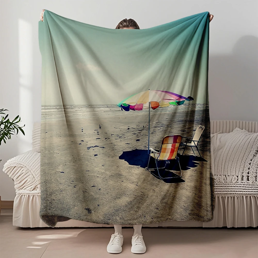 

Seasonal Decor Contemporary Chic Flannel Cozy Blanket Beach Day Hospitality Bedding Reversible Blanket Eco-friendly Blankets